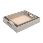 CRAFTMITRA Multicolor Wooden Tray (Set of 2) - Image 2