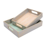 CRAFTMITRA Multicolor Wooden Tray (Set of 2) - Image 3