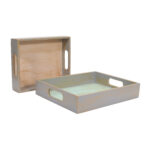 CRAFTMITRA Multicolor Wooden Tray (Set of 2) - Image 4