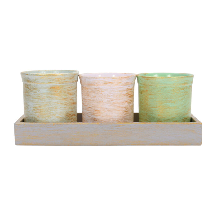 CRAFTMITRA Flower Stand Set of 3 with Tray - Image 2