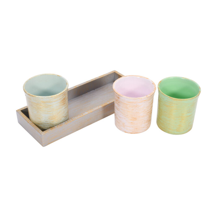 CRAFTMITRA Flower Stand Set of 3 with Tray - Image 4