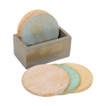 Grey Dessert Tea Coasters with Holder (Multicolor, Set of 6) - Image 4