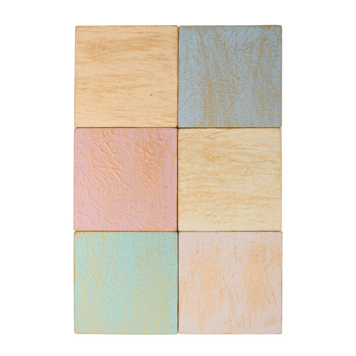 Grey Dessert Tea Coasters with Holder (Multicolor, Set of 6) - Image 3