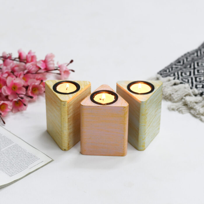 CRAFTMITRA Multicolor Candle Holders (Pack of 3) - Image 2