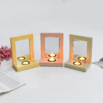 CRAFTMITRA MULTICOLOR Candle Holders With Mirror (Pack of 3)