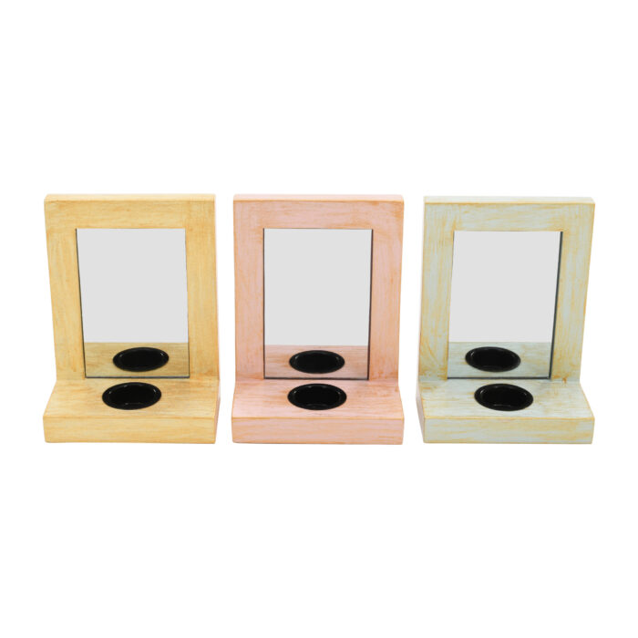 CRAFTMITRA MULTICOLOR Candle Holders With Mirror (Pack of 3) - Image 3