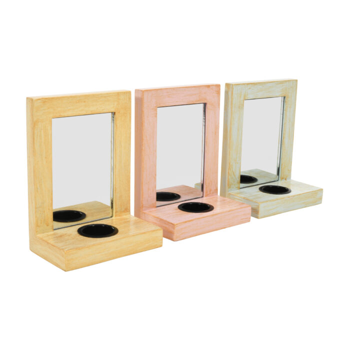 CRAFTMITRA MULTICOLOR Candle Holders With Mirror (Pack of 3) - Image 4