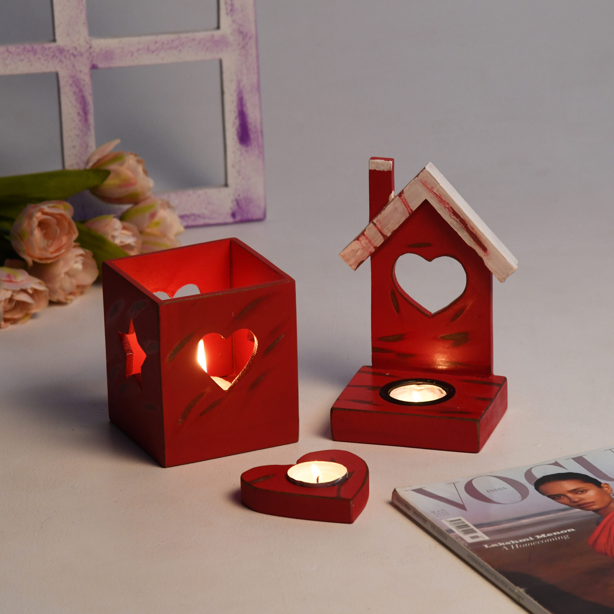 CRAFTMITRA RED Tea Light Holder (PACK OF 2) - Image 1