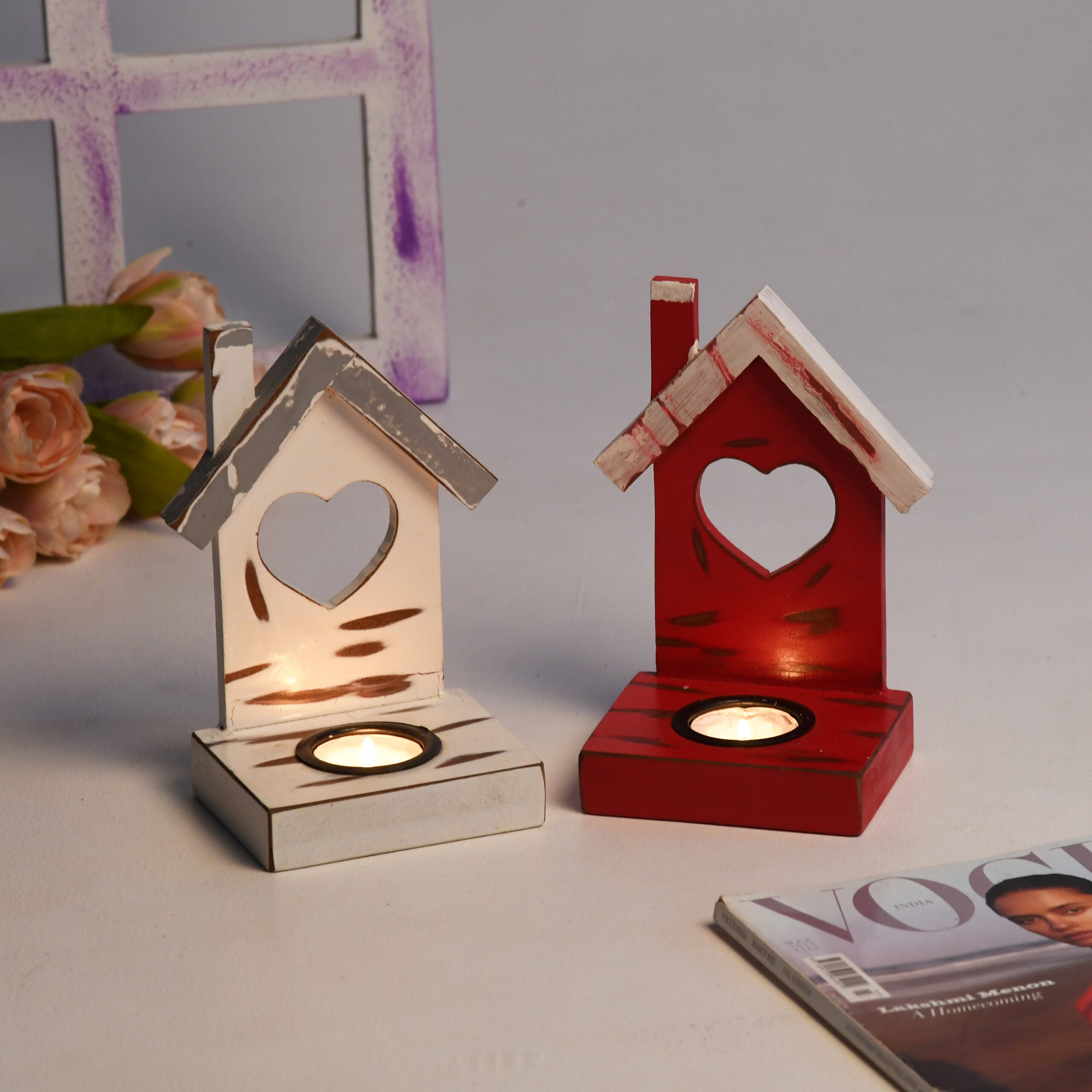 CRAFTMITRA MULTICOLOR tea light holder (PACK OF 2) - Image 1