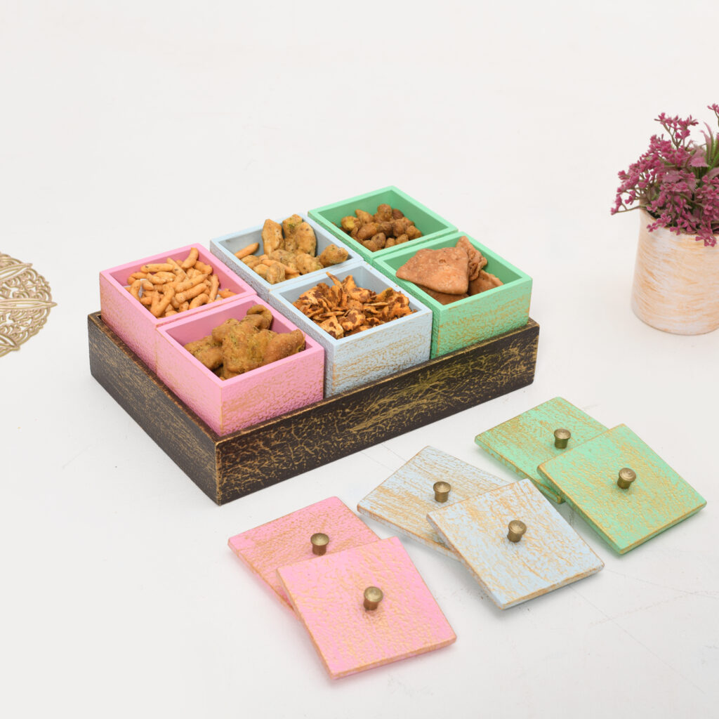 Brown Dessert Dry Fruit Tray Set