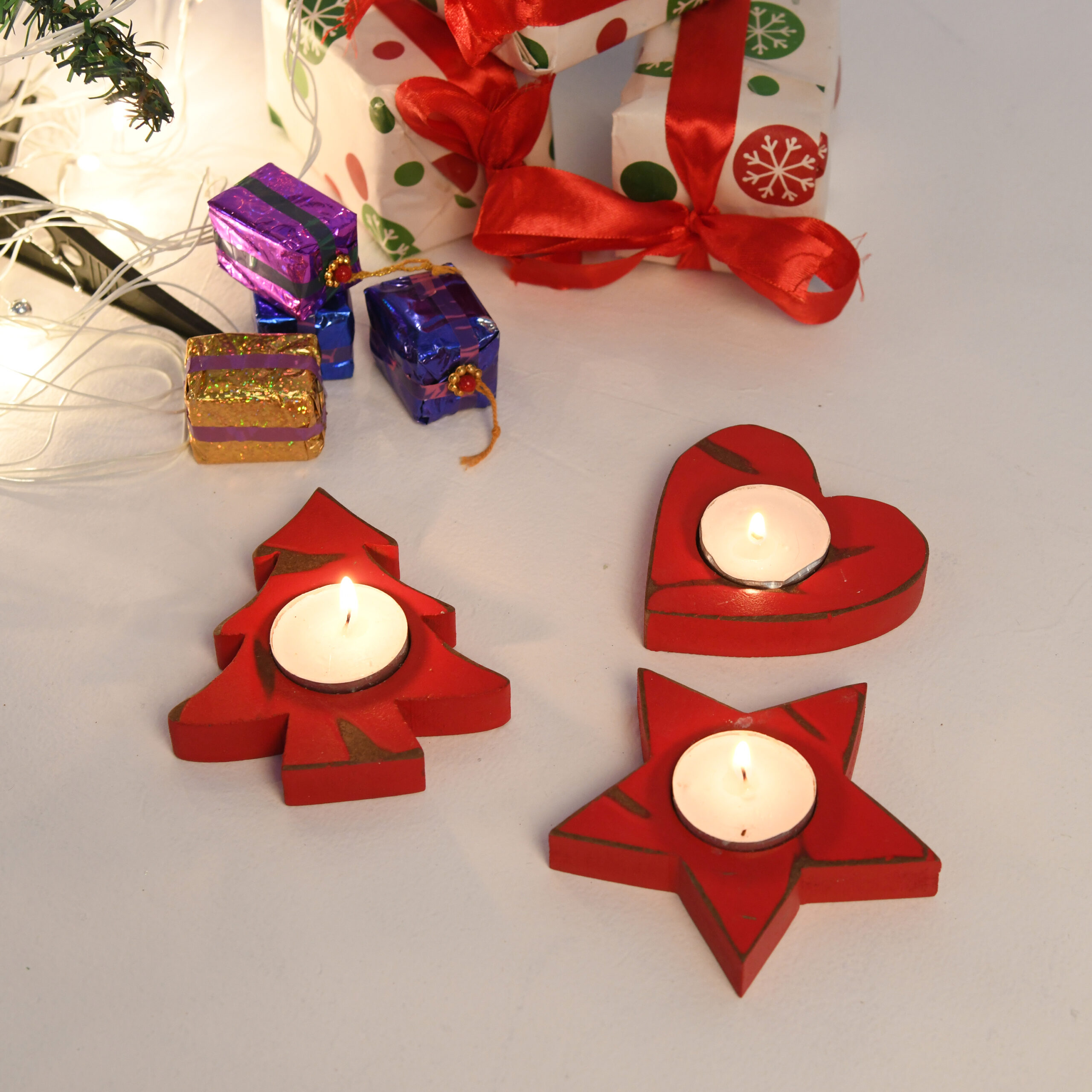 Christmas Shapes T Lights Holder (Set Of 3)