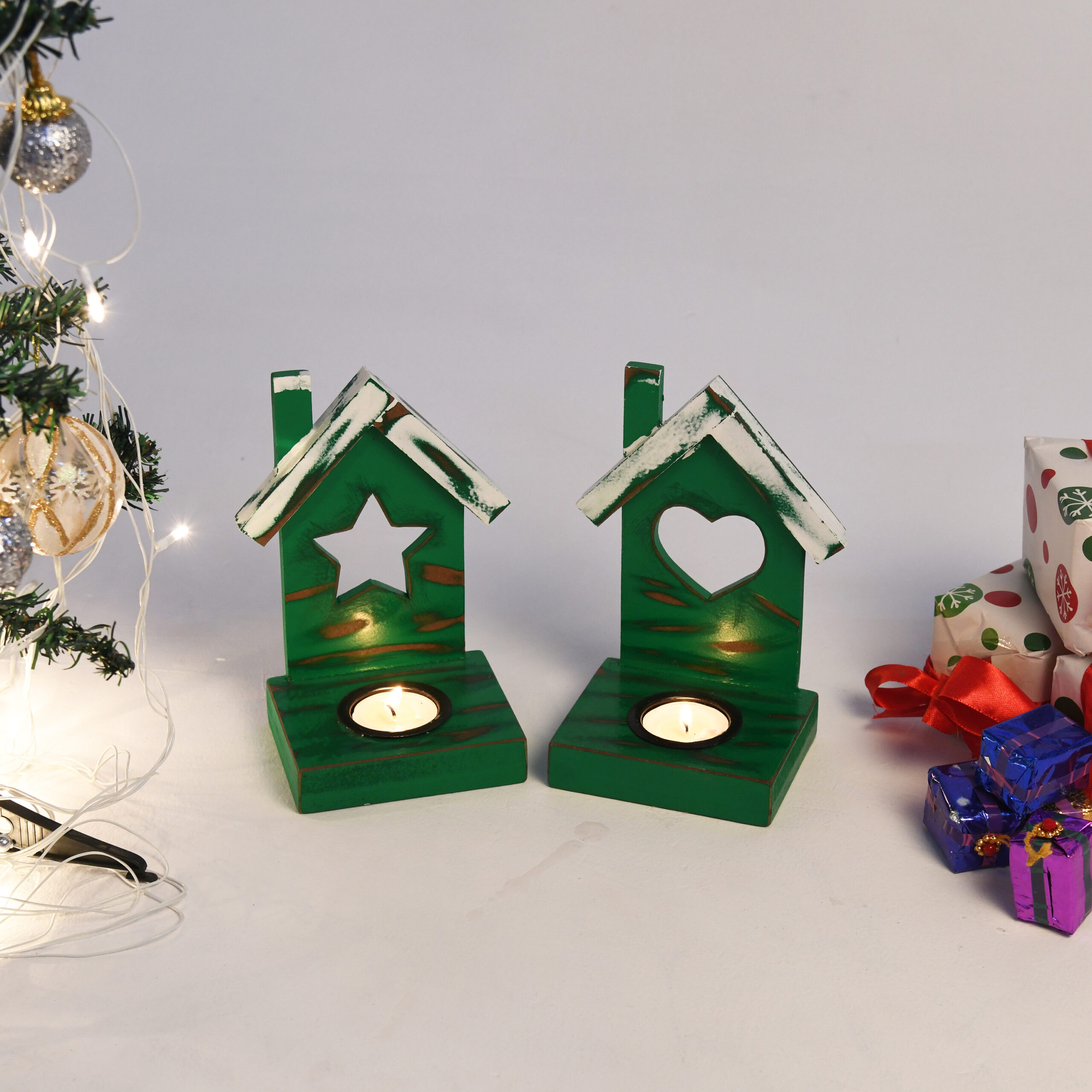 CRAFTMITRA GREEN tea light holder (PACK OF 2)