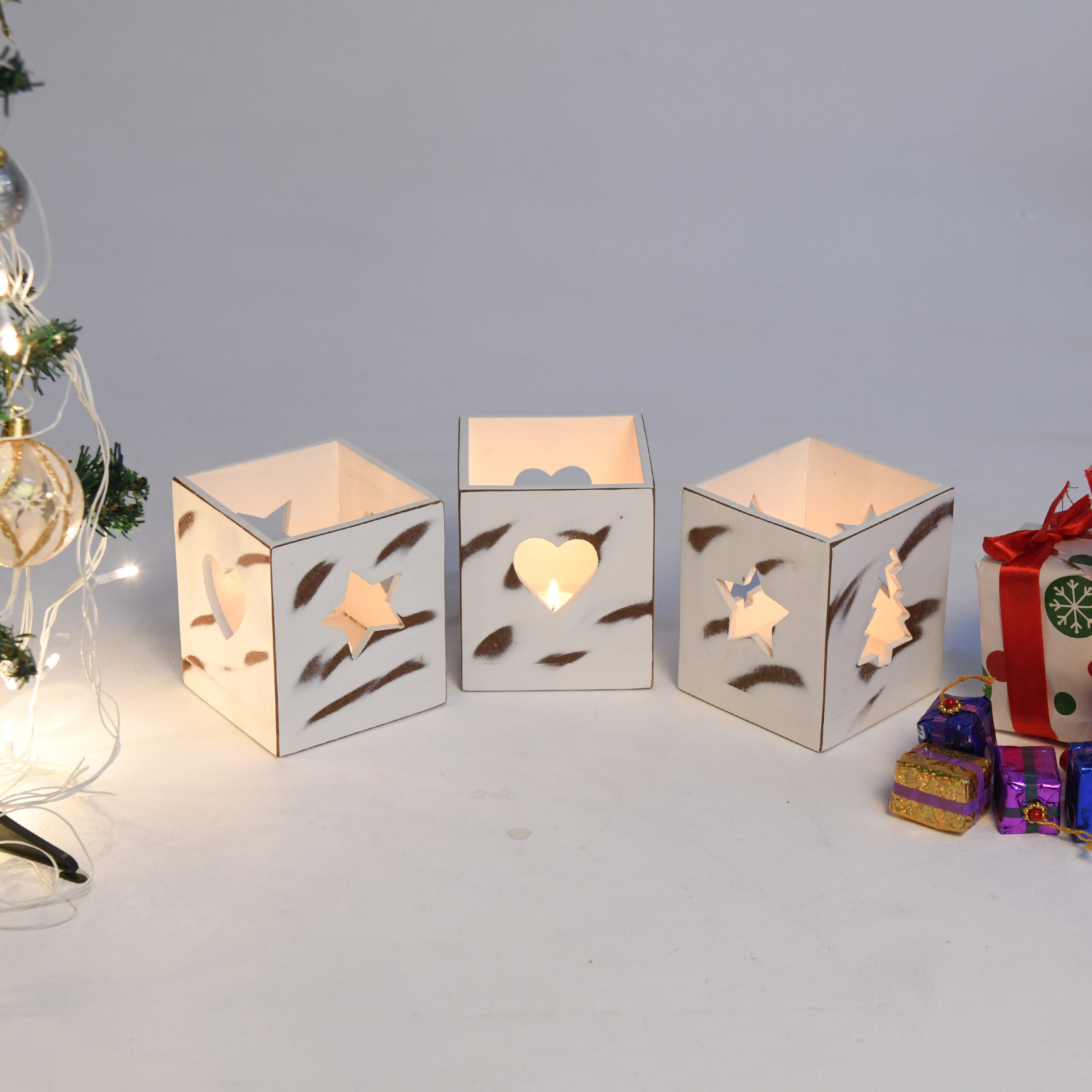 CRAFTMITRA WHITE Tea Light Holder (PACK OF 3) - Image 1