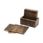 Brown Dessert Tea Coasters with Holder (Set of 6) - Image 3