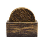 Brown Dessert Tea Coasters with Holder (Set of 6)