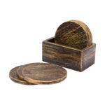 Brown Dessert Tea Coasters with Holder (Set of 6) - Image 2