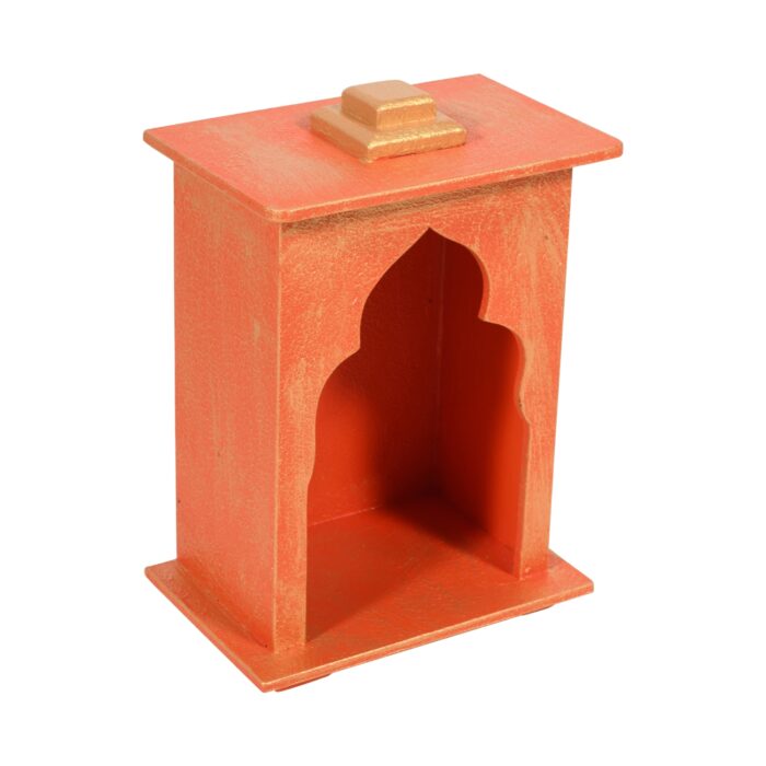 Orange Golden Wooden Mandir