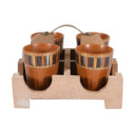 Cutting Chai Glass Set with wooden Stand - Image 2