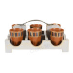 Cutting Chai Glass Set with wooden Stand - Image 2