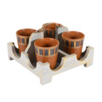 Cutting Chai Glass Set with wooden Stand - Image 3