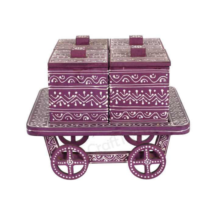 Trolley Dry Fruit Box with 4 Compartment (Purple) - Image 2