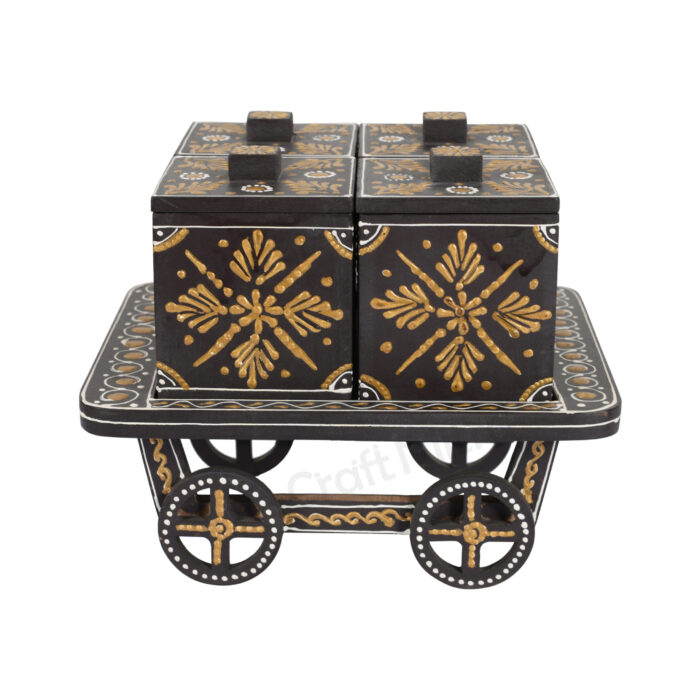 Trolley Dry Fruit Box with 4 Compartment (Brown) - Image 2