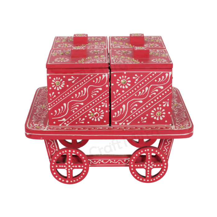 Trolley Dry Fruit Box with 4 Compartment (Red) - Image 2