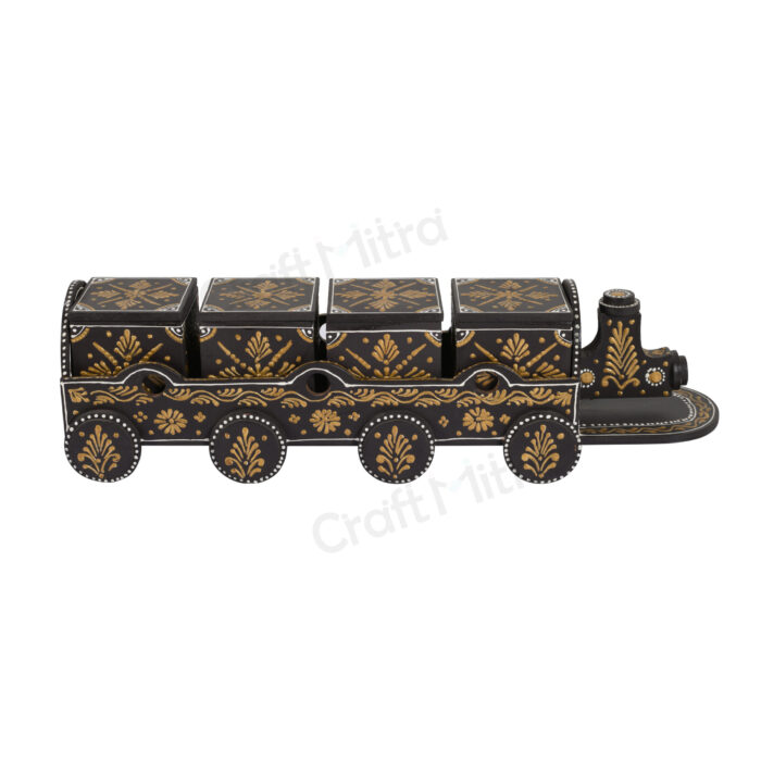 Dry Fruit Train 4 Container Set With Lid (Brown) - Image 2