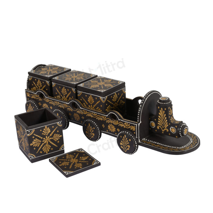 Dry Fruit Train 4 Container Set With Lid (Brown) - Image 3