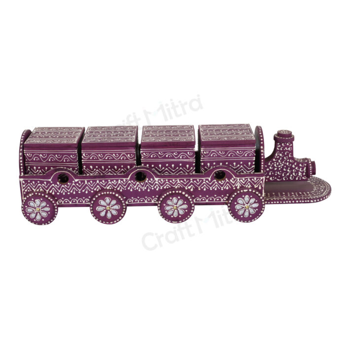 Dry Fruit Train 4 Container Set With Lid (Purple) - Image 2