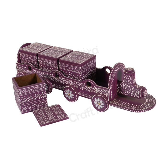 Dry Fruit Train 4 Container Set With Lid (Purple) - Image 3
