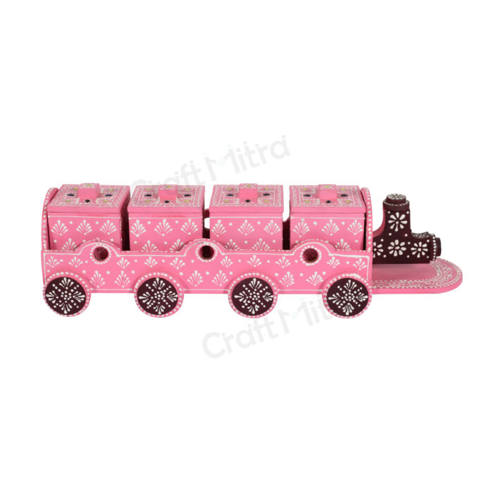 Dry Fruit Train 4 Container Set With Lid (Pink) - Image 2