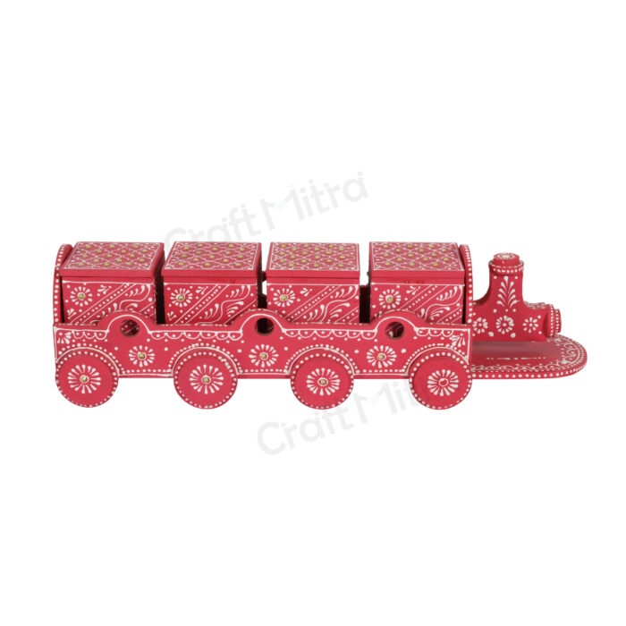 Dry Fruit Train 4 Container Set With Lid (Red) - Image 2