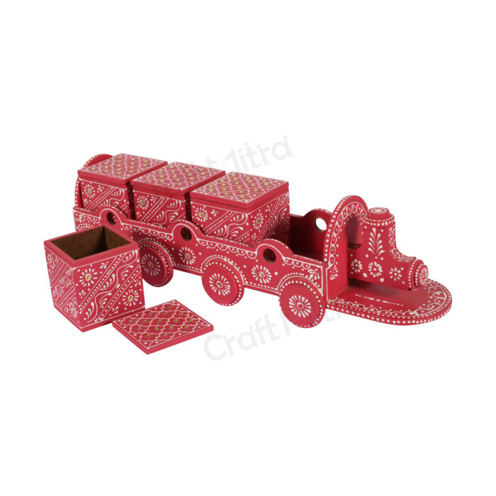 Dry Fruit Train 4 Container Set With Lid (Red) - Image 3