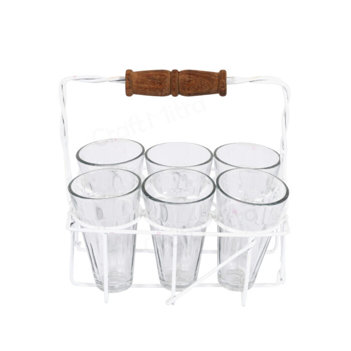 Cutting Chai Glass Set with Iron Stand - Image 4