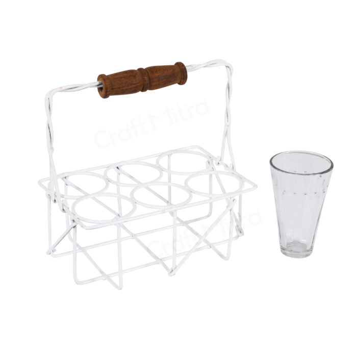 Cutting Chai Glass Set with Iron Stand - Image 3