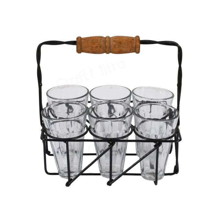 Cutting Chai Glass Set with Iron Stand - Image 2