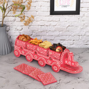 Dry Fruit Train 4 Container Set With Lid (Red)