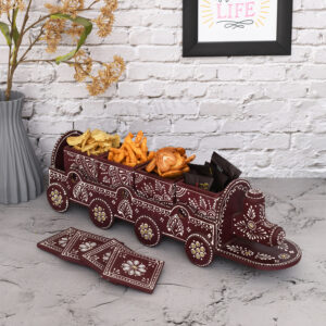 Dry Fruit Train 4 Container Set With Lid (Ruby)