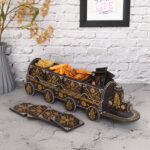 Dry Fruit Train 4 Container Set With Lid (Brown)
