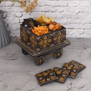 Trolley Dry Fruit Box with 4 Compartment (Brown)