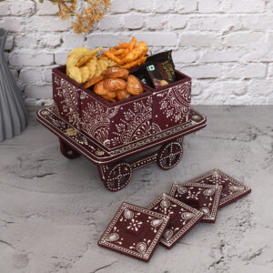 Trolley Dry Fruit Box with 4 Compartment (Ruby)