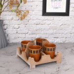 Cutting Chai Glass Set with wooden Stand