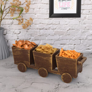 Snack Serving Wheel Tray (Brown)