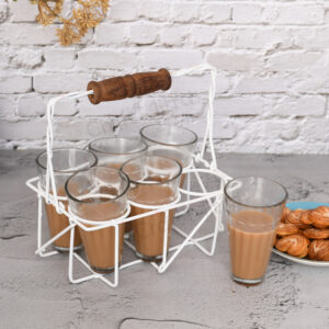 Cutting Chai Glass Set with Iron Stand