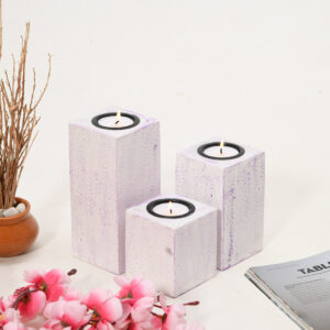 Silver Pink Candle Holders (Set of 3)