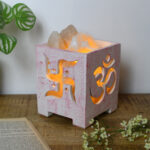 Silver Pink Rock Salt Lamp (Swastic)