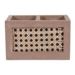 Rattan MDF 2 Compartment Cutlery Holder - Image 2