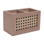 Rattan MDF 2 Compartment Cutlery Holder - Image 3