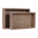 Rattan MDF Rectangle Tray Set Of 2 - Image 3